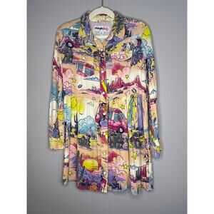 Wrangler Barbie Girls Printed Long Sleeve Snap Dress Medium